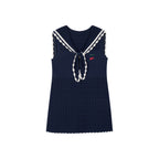 Sailor collar cutout knit vest dress