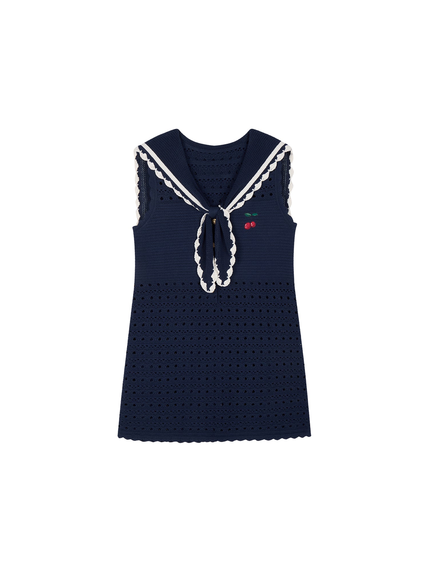 Sailor collar cutout knit vest dress