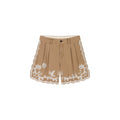 Lace insect and floral cutout embroidered shorts