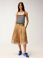 Lace insect and floral cutout embroidered shorts