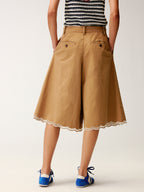 Lace insect and floral cutout embroidered shorts