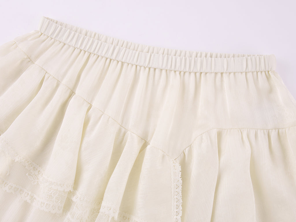 Irregular lace patchwork skirt