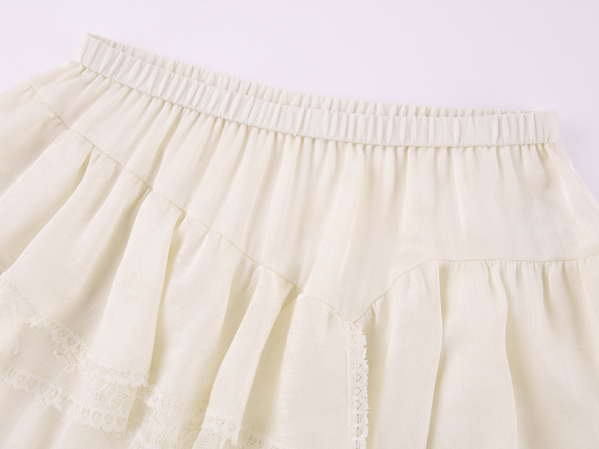 Irregular lace patchwork skirt