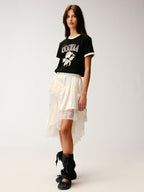 Irregular lace patchwork skirt