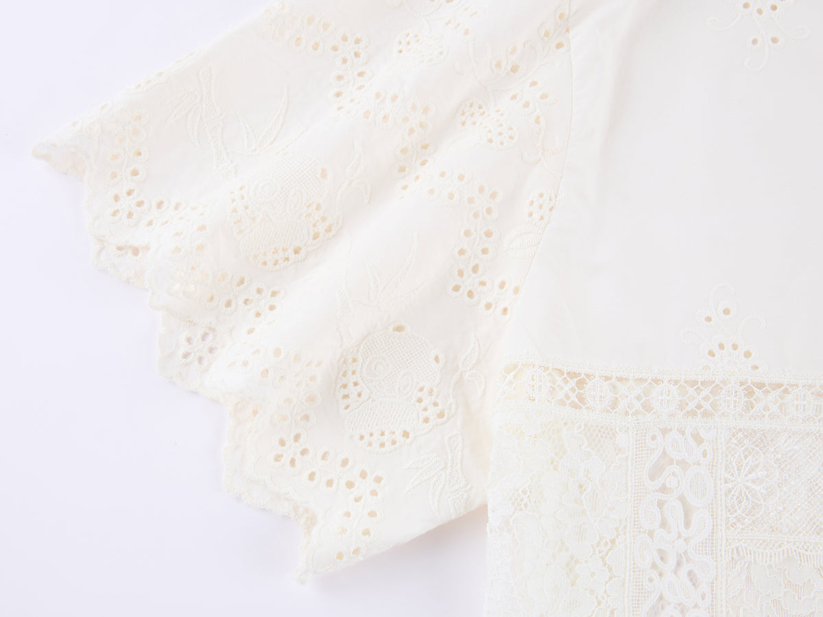 Lace Patchwork Cuban Collar T-Shirts