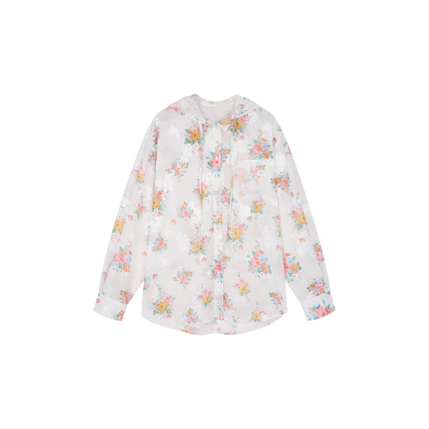 Vintage Wallpaper Print Hooded Shirt