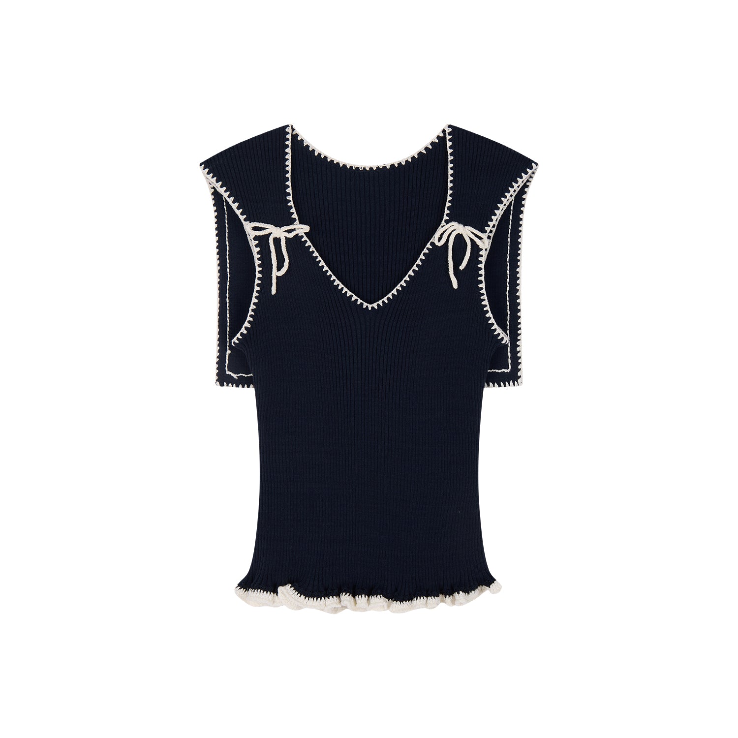 Bow-Tie Sailor Collar Knit Vest