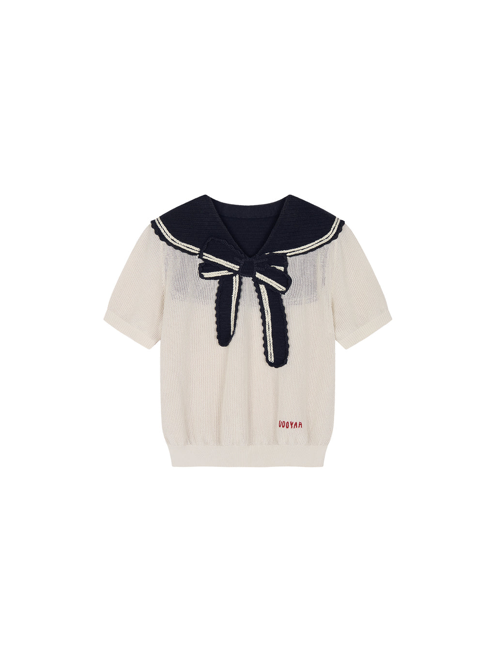 Striped Sailor Collar Bow Knit T-Shirts