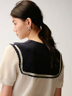 Striped Sailor Collar Bow Knit T-Shirts