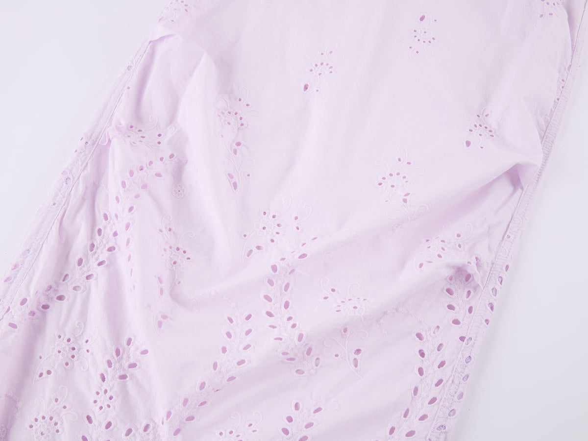 Eyelet Cutout Floral Parachute Pants