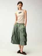 Multi-Pockets Knee-Length Cargo Shorts