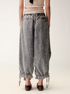 Pleated Cropped Cargo Pants