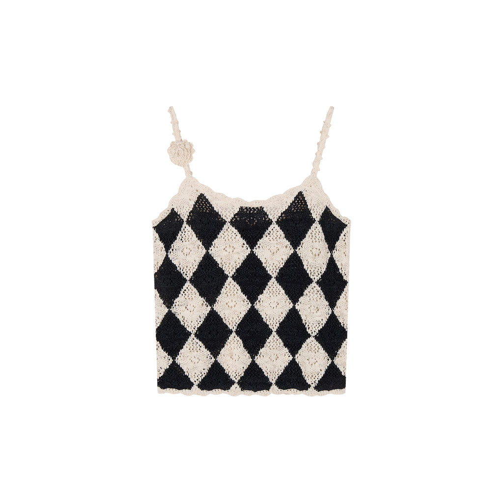 Checkerboard Knit Camisole Top
