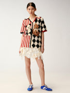 Sad Bear Contrast Spliced Cardigan T-Shirts