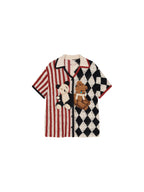 Sad Bear Contrast Spliced Cardigan T-Shirts