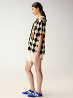 Sad Bear Contrast Spliced Cardigan T-Shirts