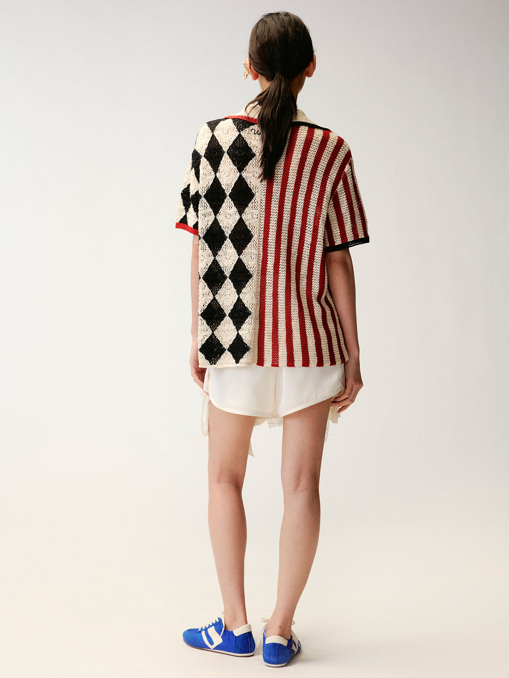 Sad Bear Contrast Spliced Cardigan T-Shirts