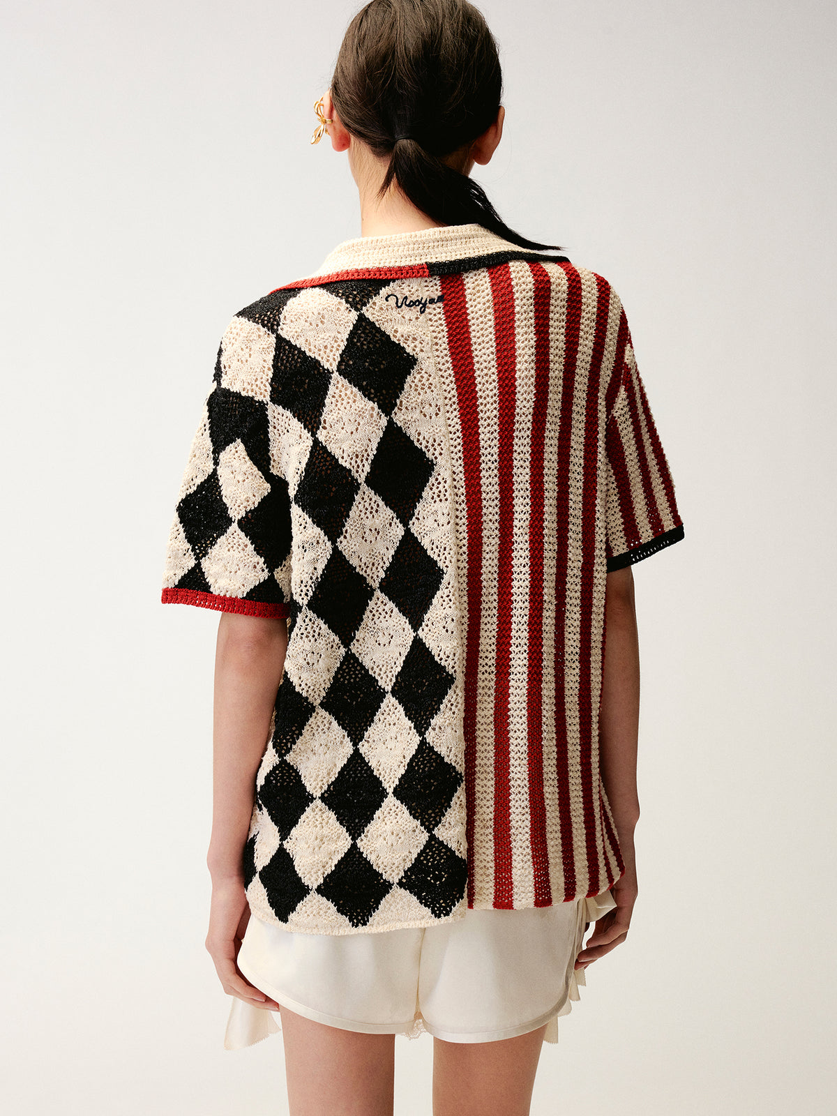 Sad Bear Contrast Spliced Cardigan T-Shirts