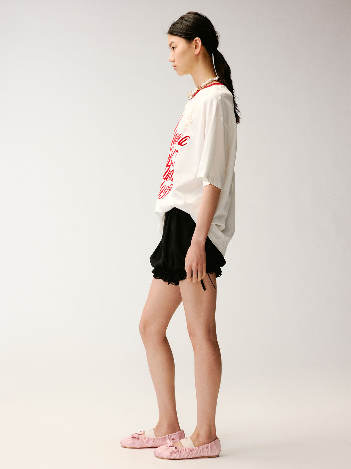 Lace Distressed Flocked T-shirt