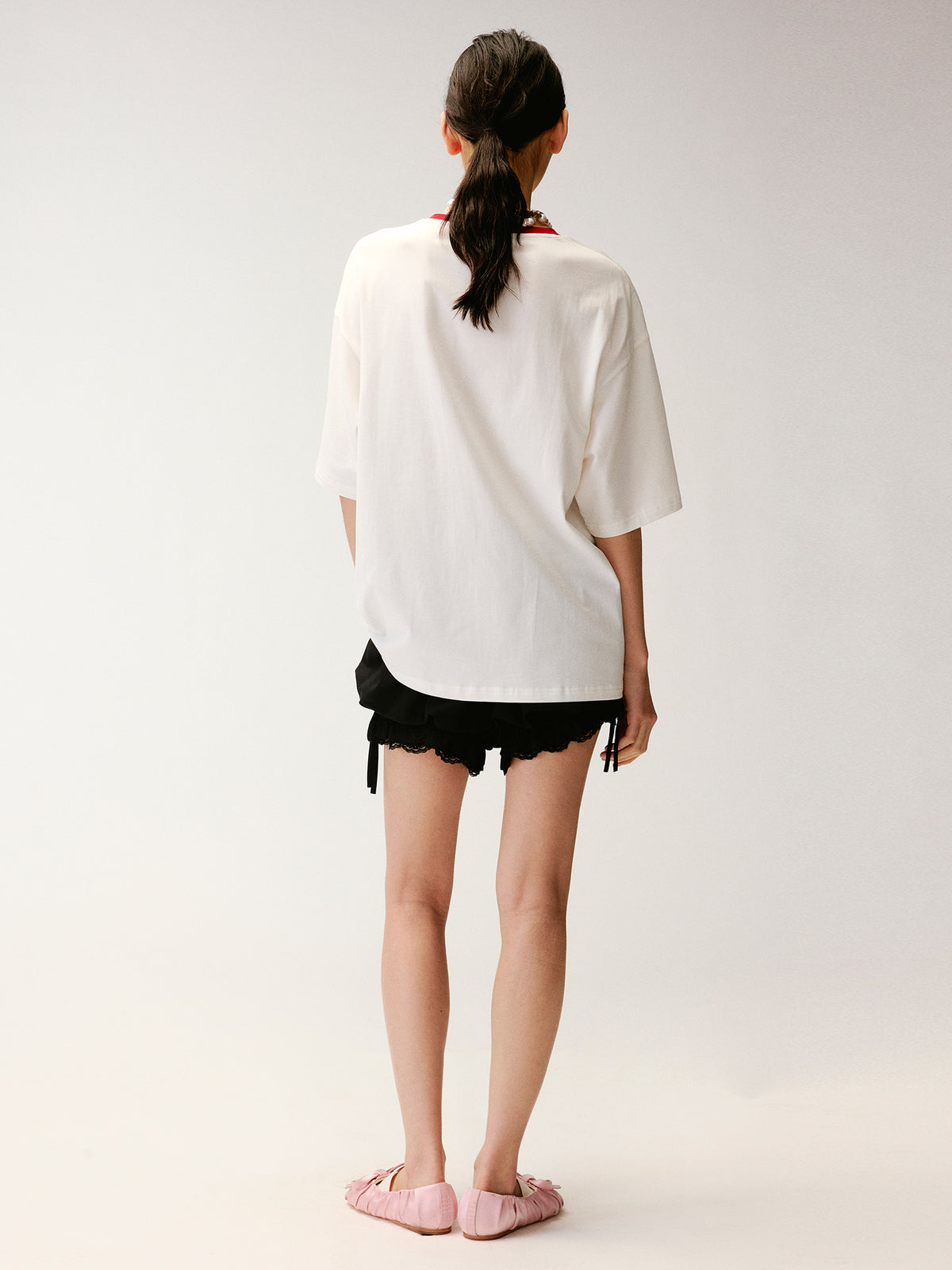 Lace Distressed Flocked T-shirt