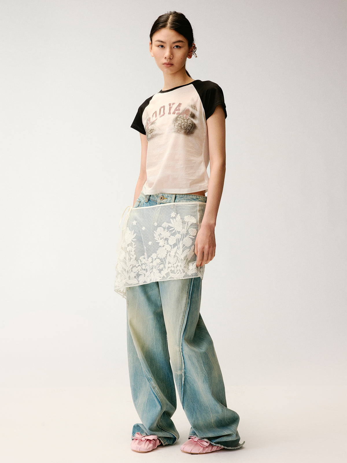 Graphic Illusion Spliced T-shirt