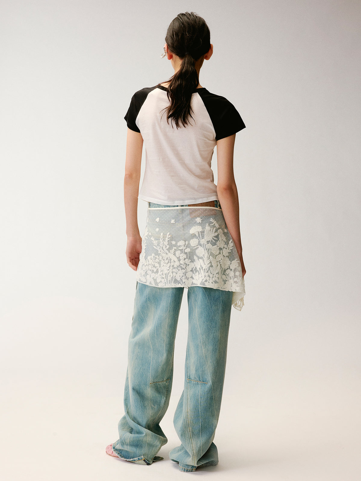 Graphic Illusion Spliced T-shirt