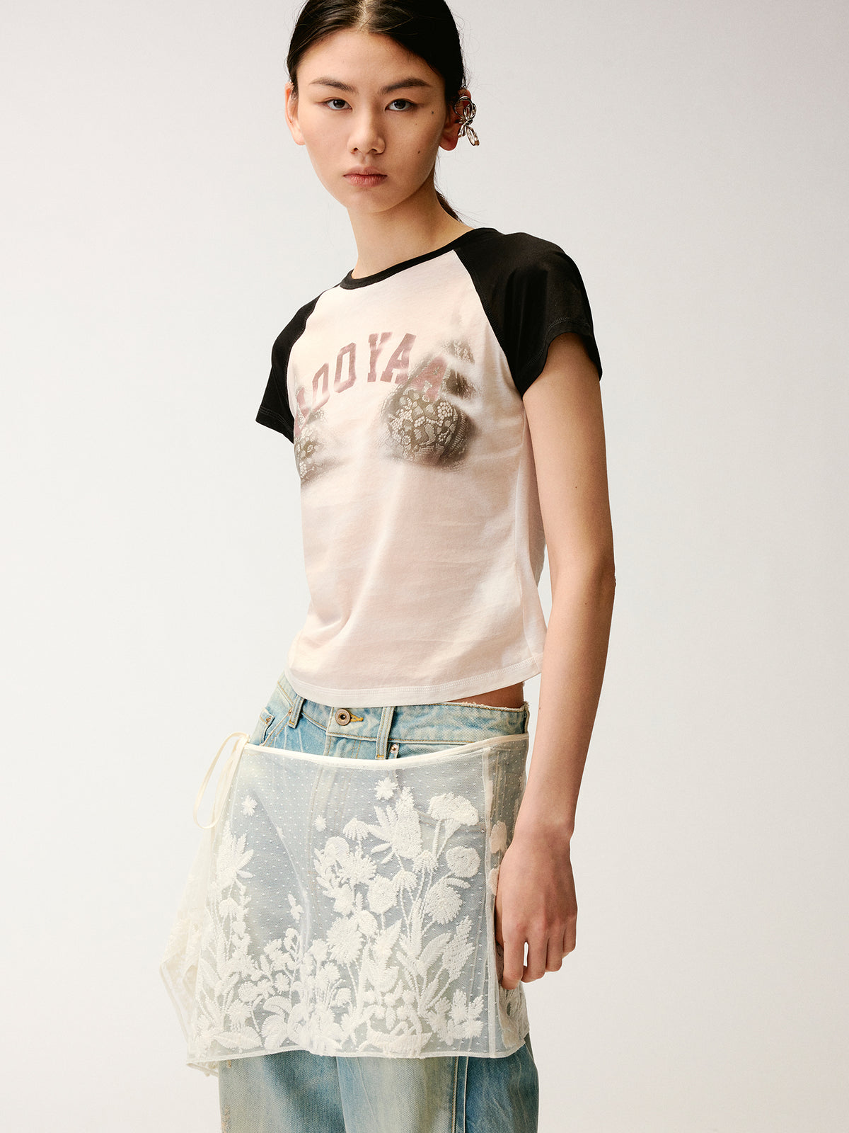 Graphic Illusion Spliced T-shirt