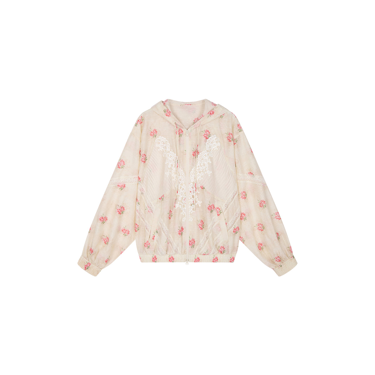 Lace Trim Floral Sporty Jacket