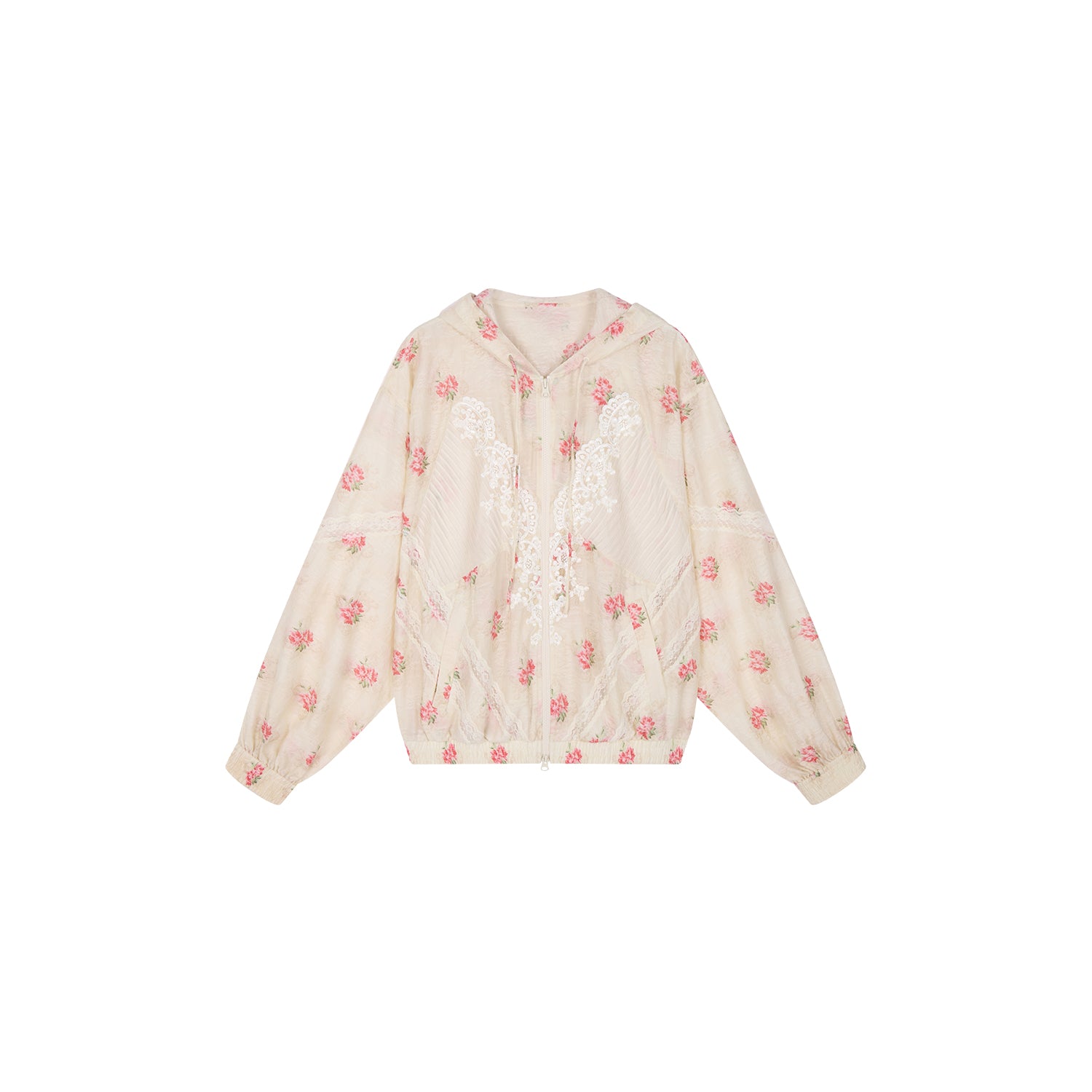 Lace Trim Floral Sporty Jacket