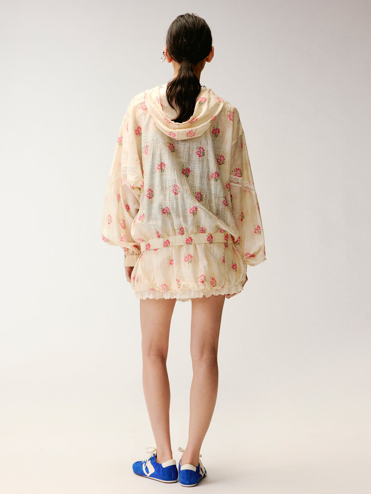 Lace Trim Floral Sporty Jacket