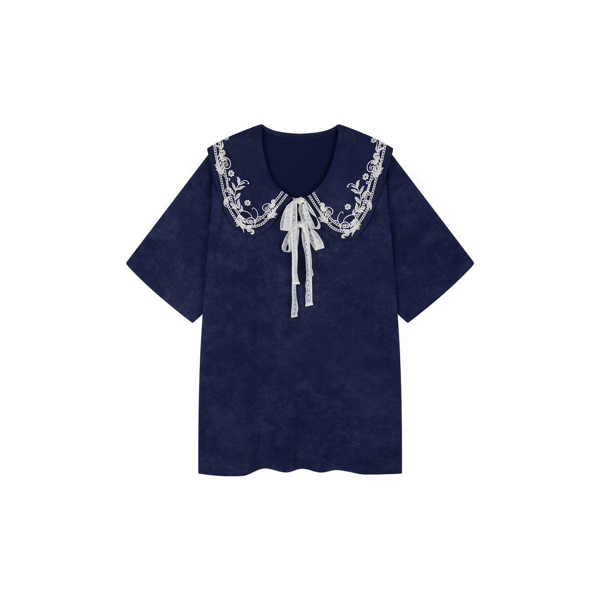 Lace Trim Peter Pan Collar Tee Dress