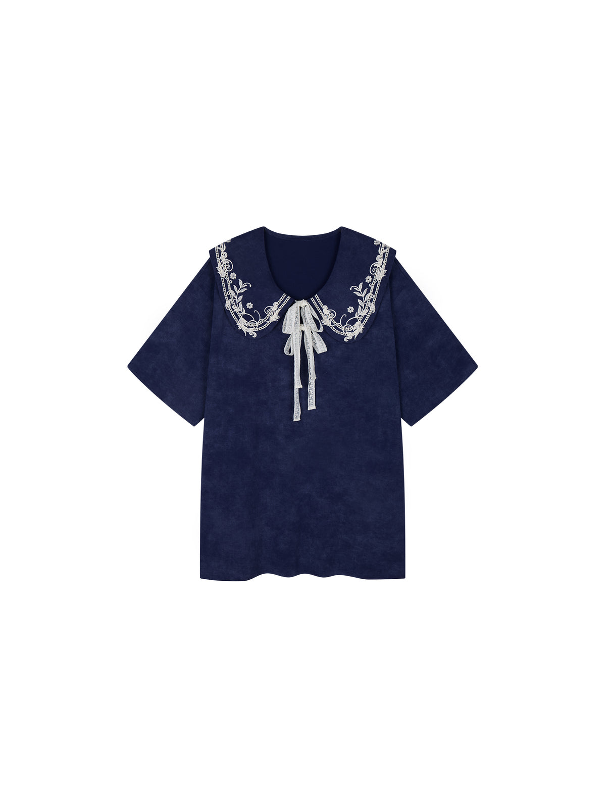 Lace Trim Peter Pan Collar Tee Dress