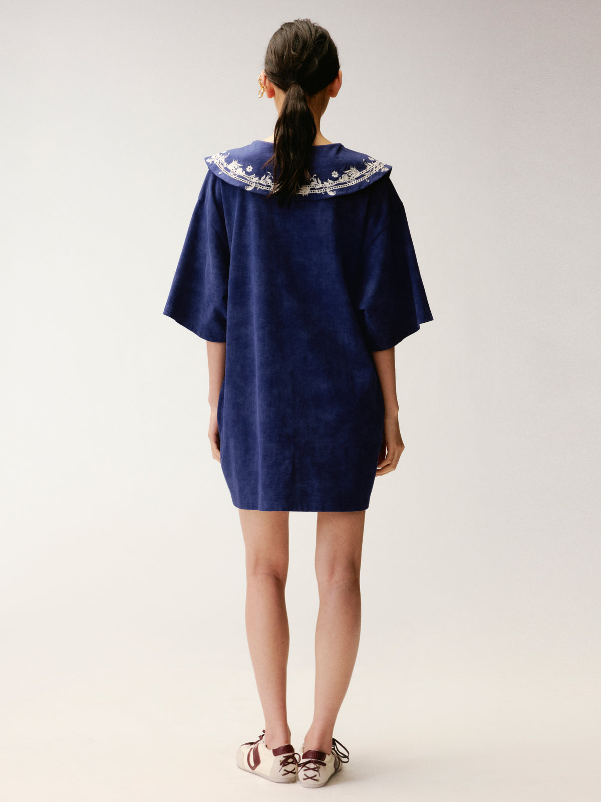 Lace Trim Peter Pan Collar Tee Dress