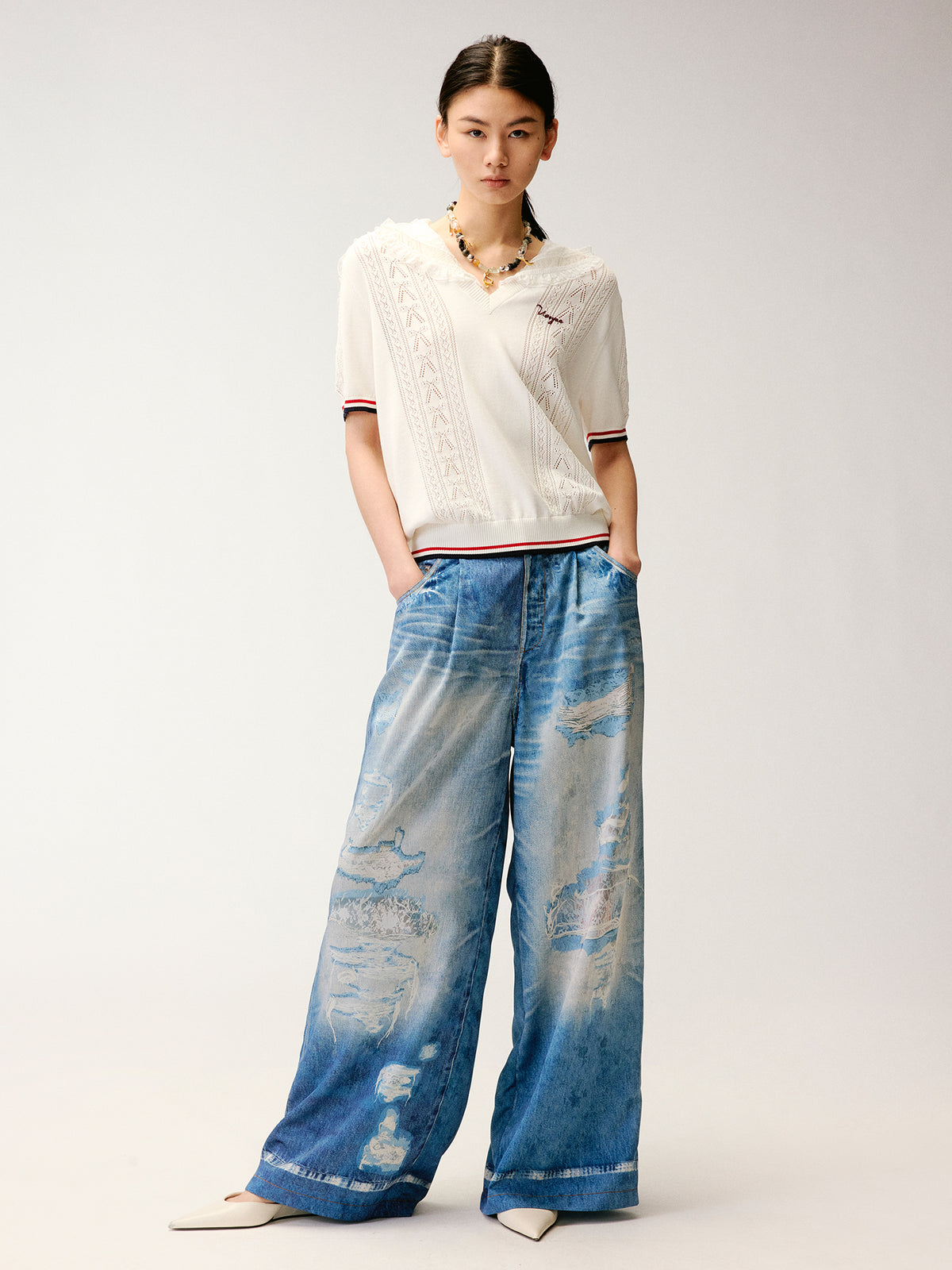 Graphic Illusion Printed Jeans
