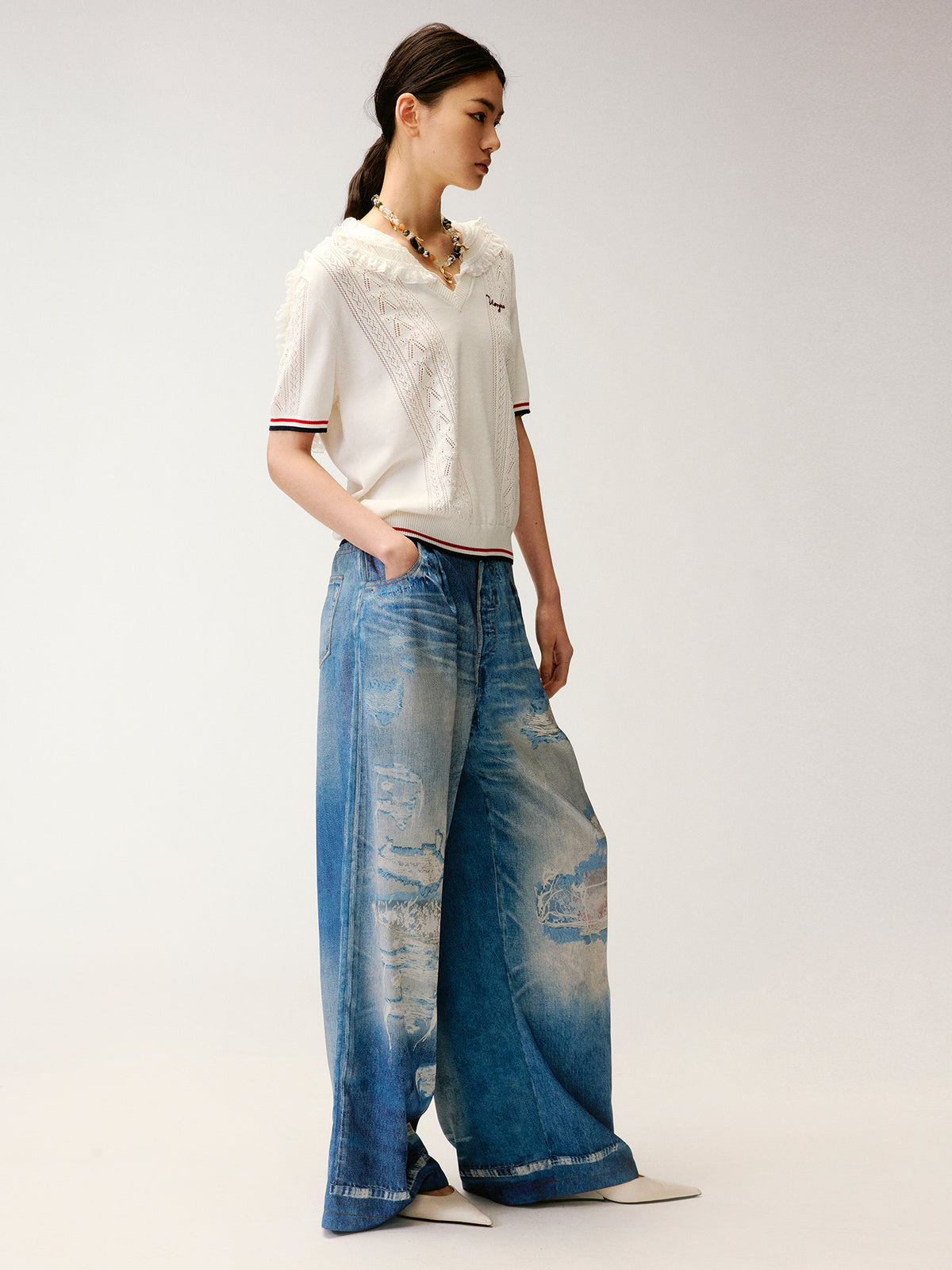 Graphic Illusion Printed Jeans
