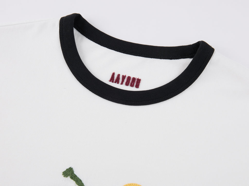 Apple-Worm Patchwork T-shirt