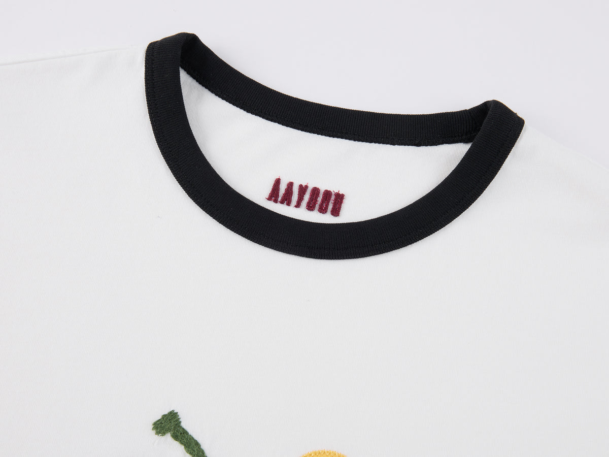 Apple-Worm Patchwork T-shirt