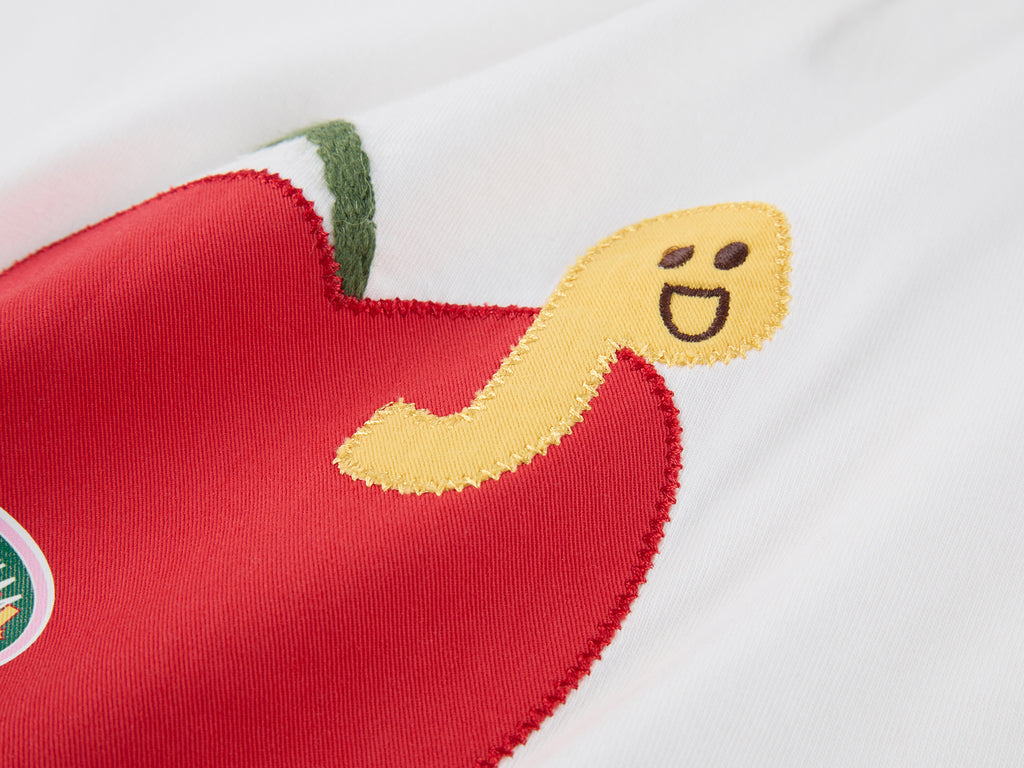 Apple-Worm Patchwork T-shirt