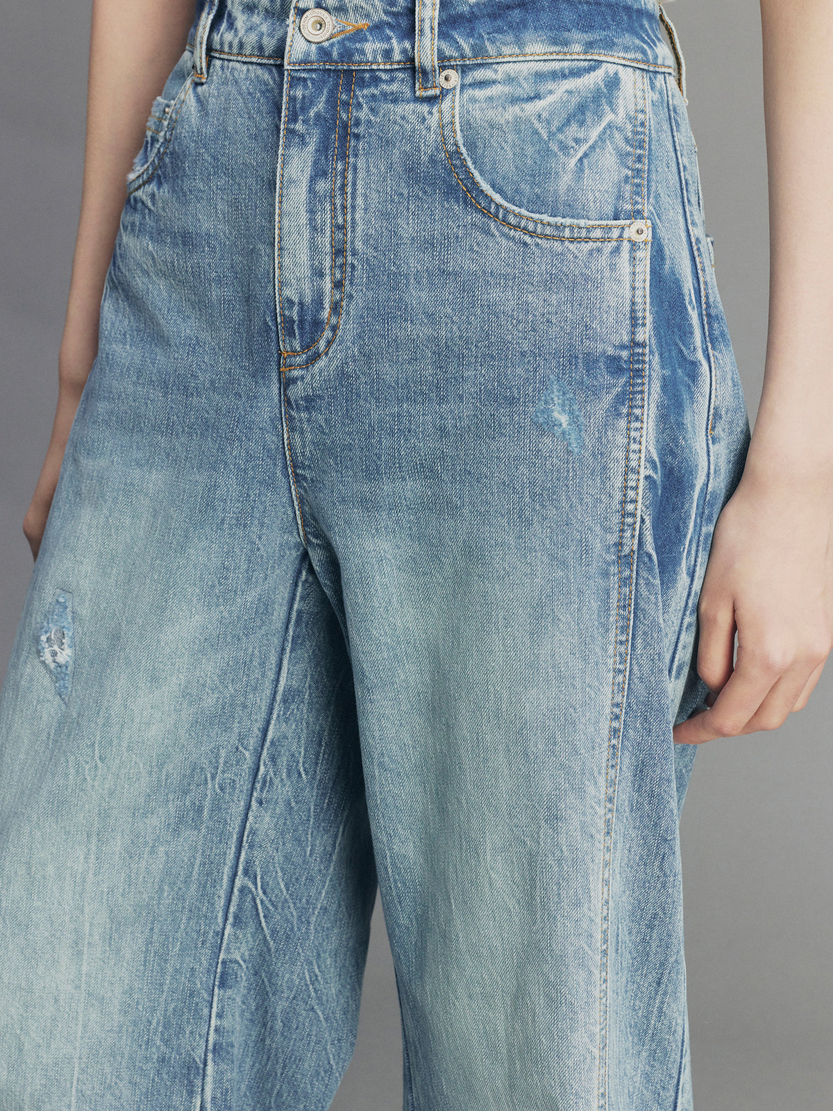 Vintage Wash Wide-Leg Jeans