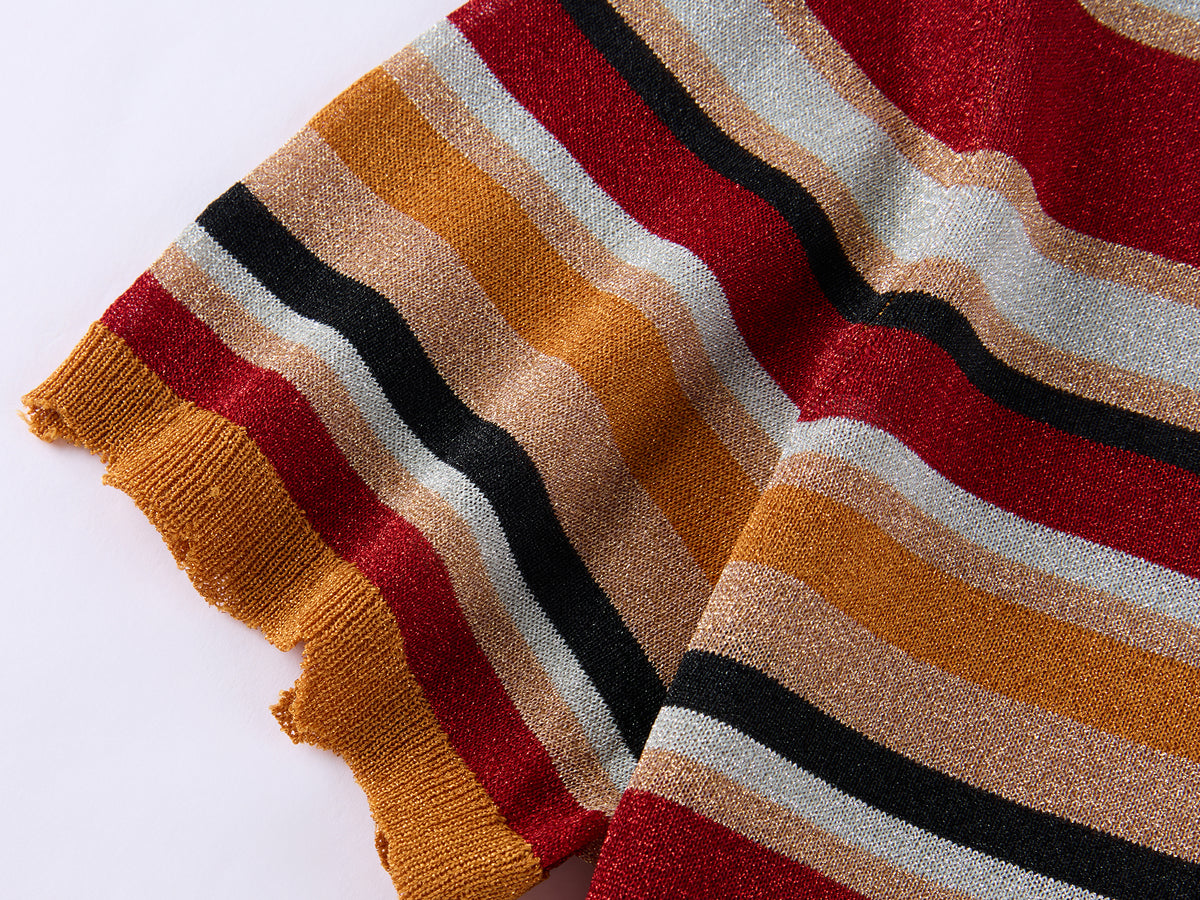 Glam Rock Vintage Stripe Knit T-Shirt