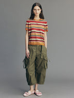 Glam Rock Vintage Stripe Knit T-Shirt