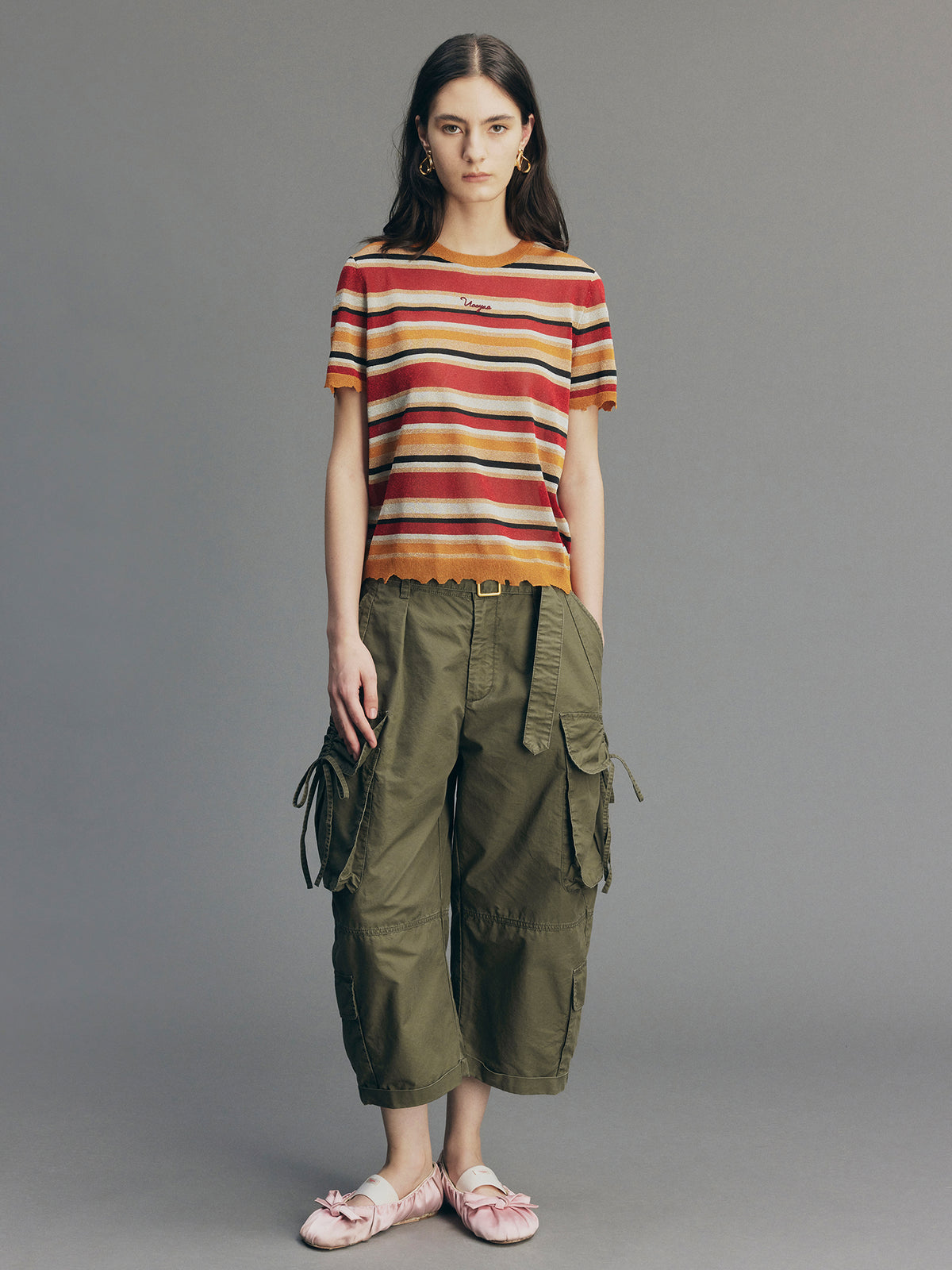 Glam Rock Vintage Stripe Knit T-Shirt