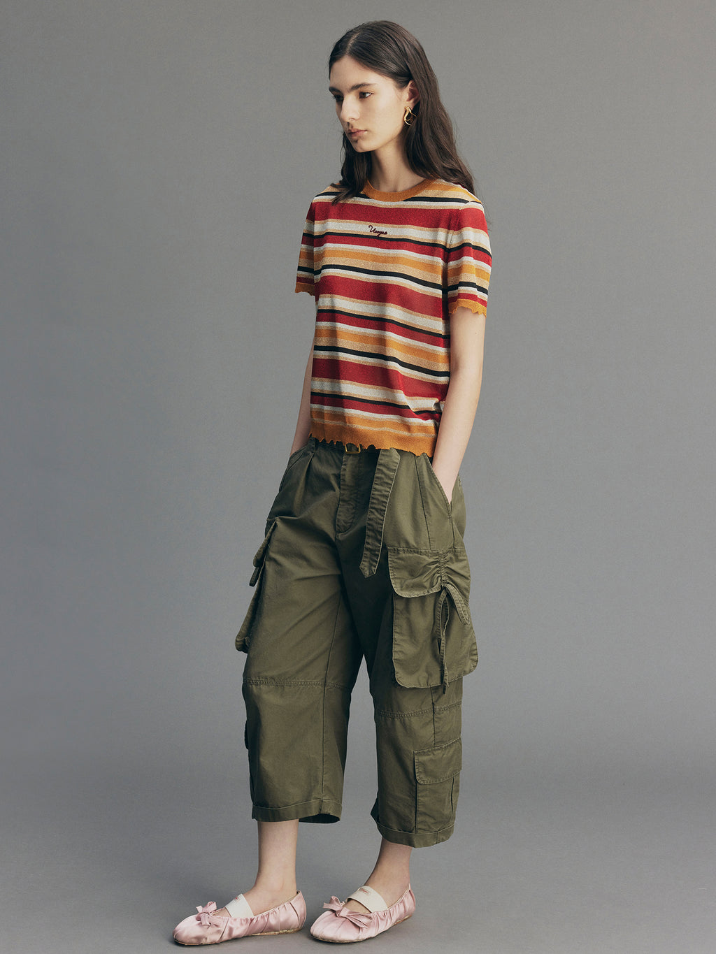 Glam Rock Vintage Stripe Knit T-Shirt
