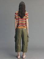 Glam Rock Vintage Stripe Knit T-Shirt