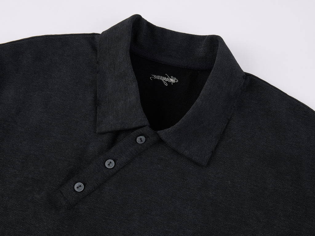 Asymmetric-Placket Collegiate T-shirt