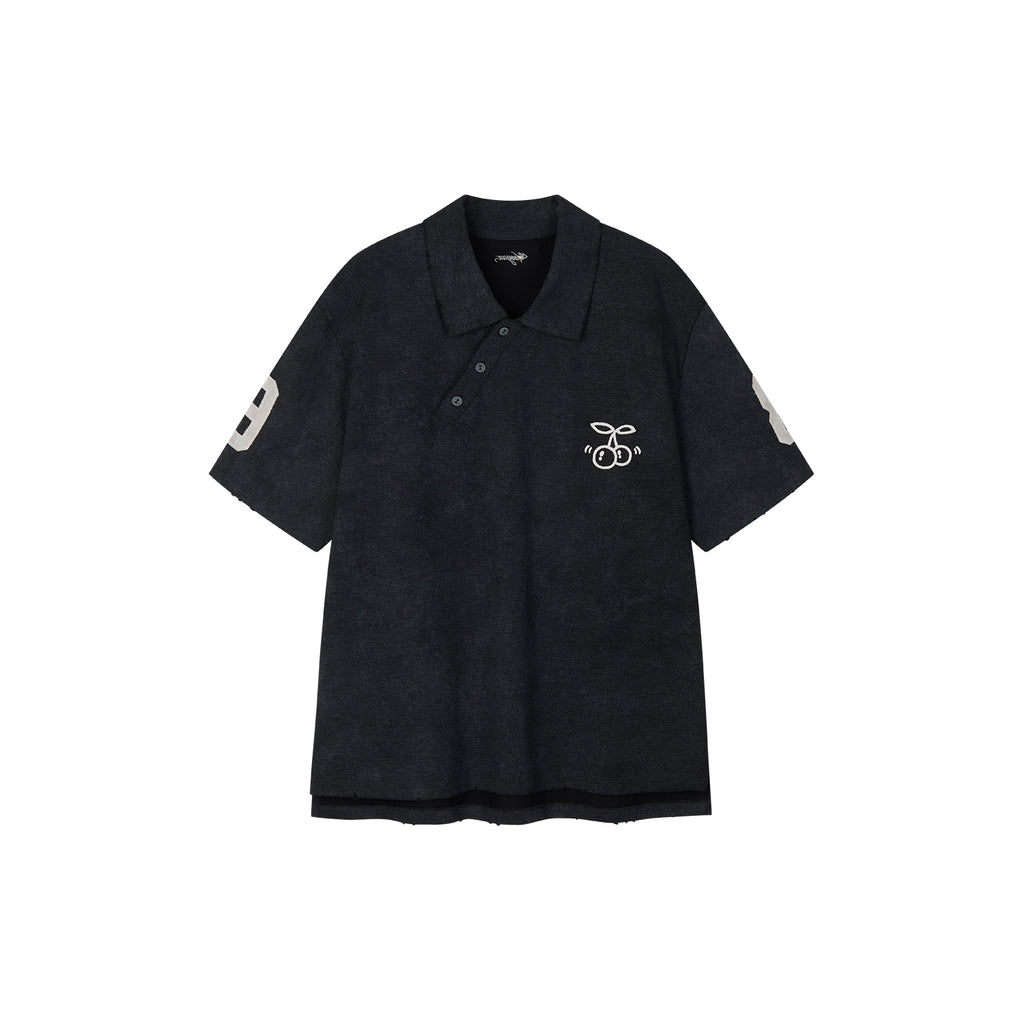 Asymmetric-Placket Collegiate T-shirt
