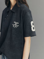 Asymmetric-Placket Collegiate T-shirt