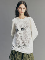 Rhinestone Sailor-Girl Graphic Sweatshirt