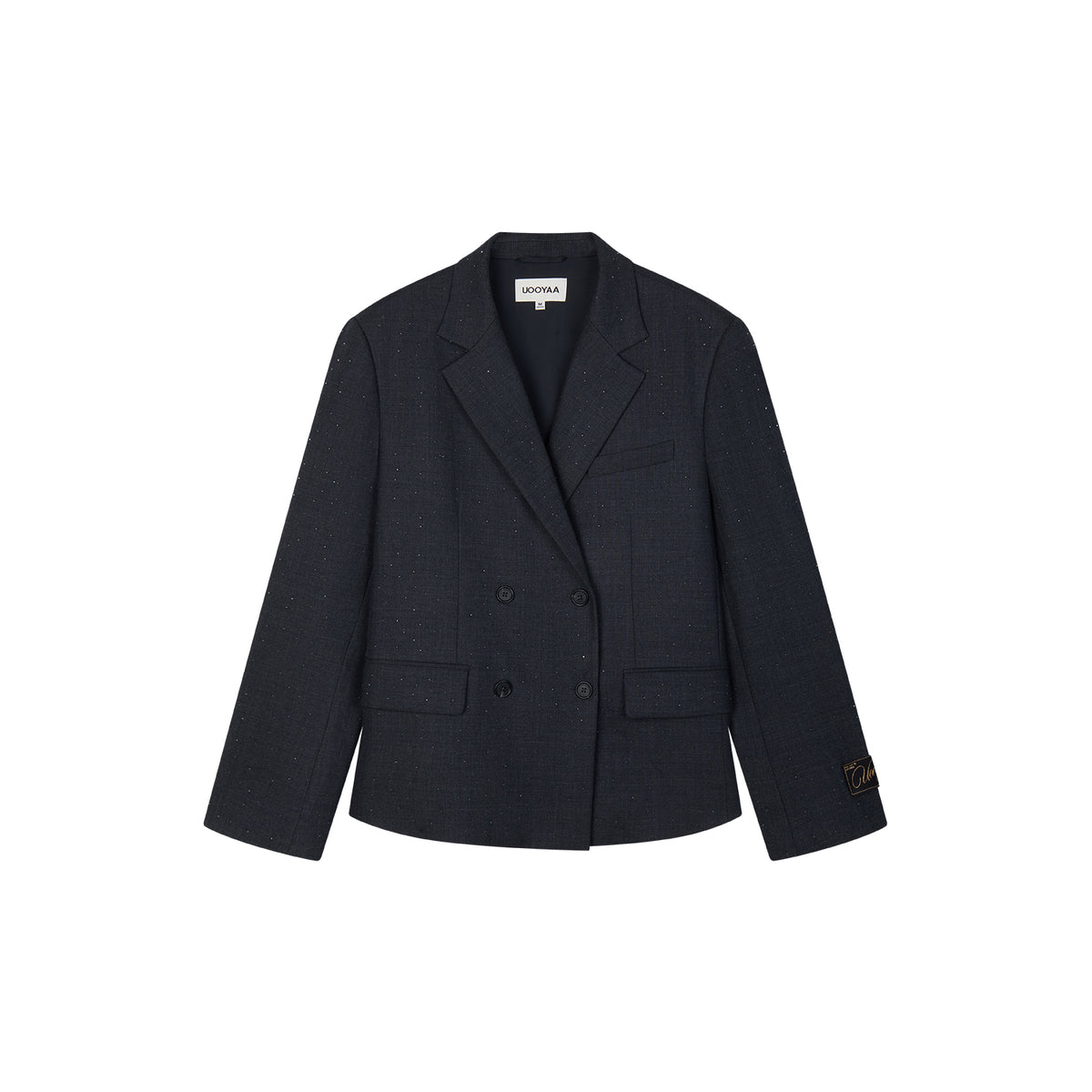 Asymmetric Pleat Rhinestone Blazer