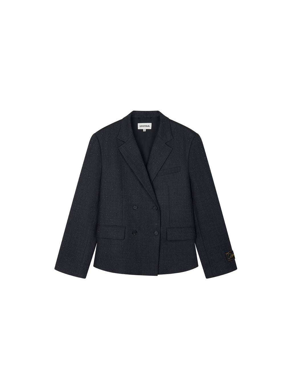 Asymmetric Pleat Rhinestone Blazer